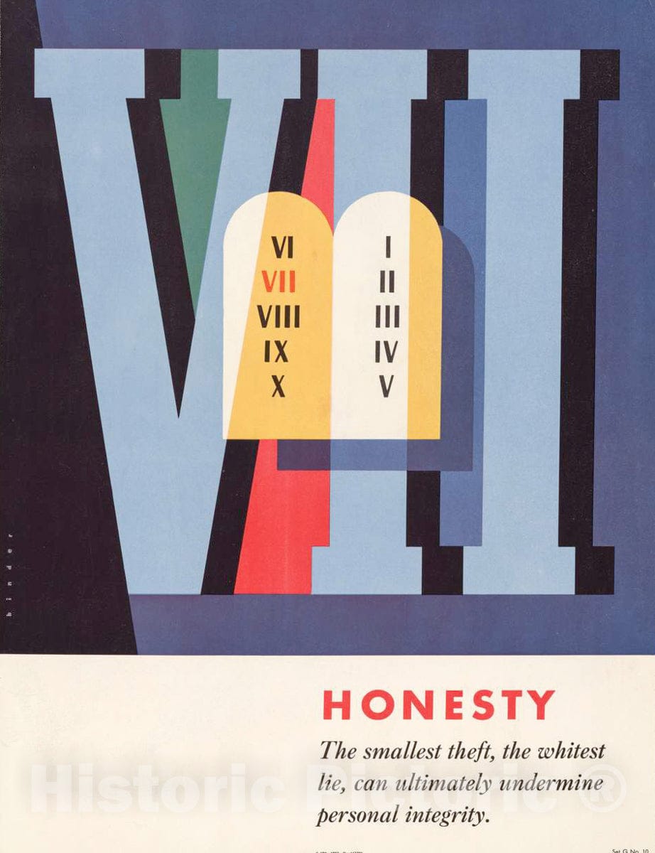 Vintage Poster -  Honesty; The Smallest Theft, The whitest Lie, can Ultimately undermine Personal Integrity., Historic Wall Art