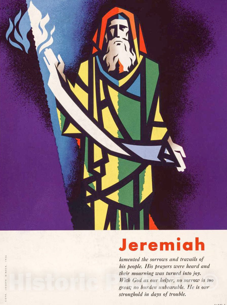 Vintage Poster -  Jeremiah lamented The Sorrows and travails of his People.with God as Our Helper, no Sorrow is Too Great., Historic Wall Art