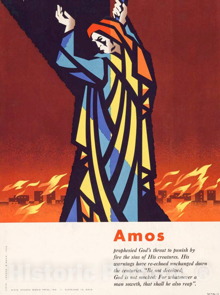 Vintage Poster -  Amos prophesied God's Threat to Punish by fire The sins of his Creatures.for whatsoever a Man soweth, That Shall he Also Reap., Historic Wall Art