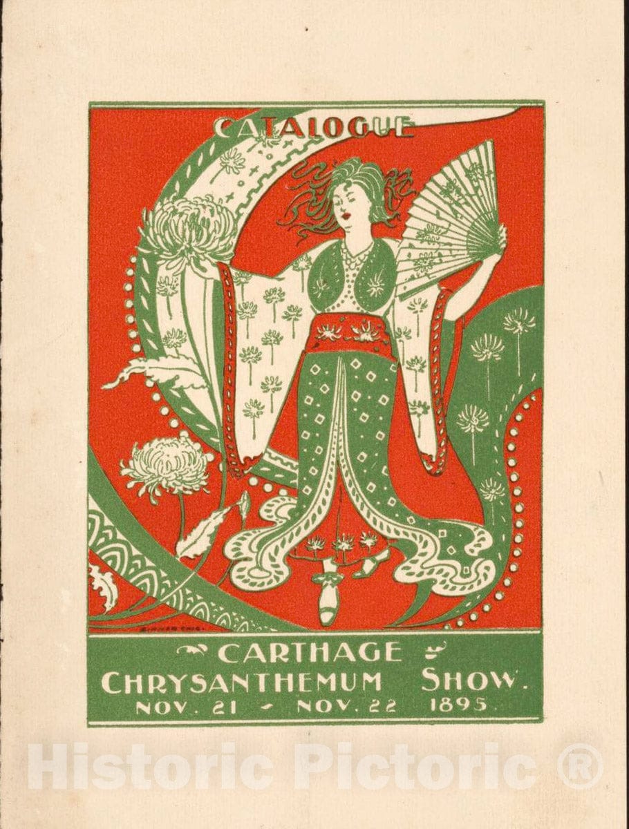 Vintage Poster -  Catalogue for The Carthage Chrysanthemum Show, Nov. 21 -  Nov. 22, 1895, Historic Wall Art