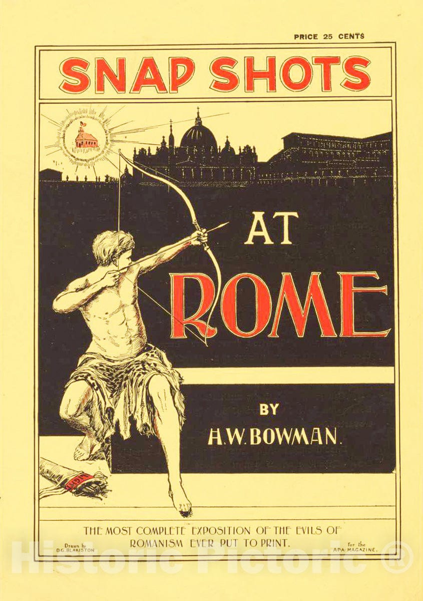 Vintage Poster -  Snap Shots at Rome by H.W. Bowman., Historic Wall Art