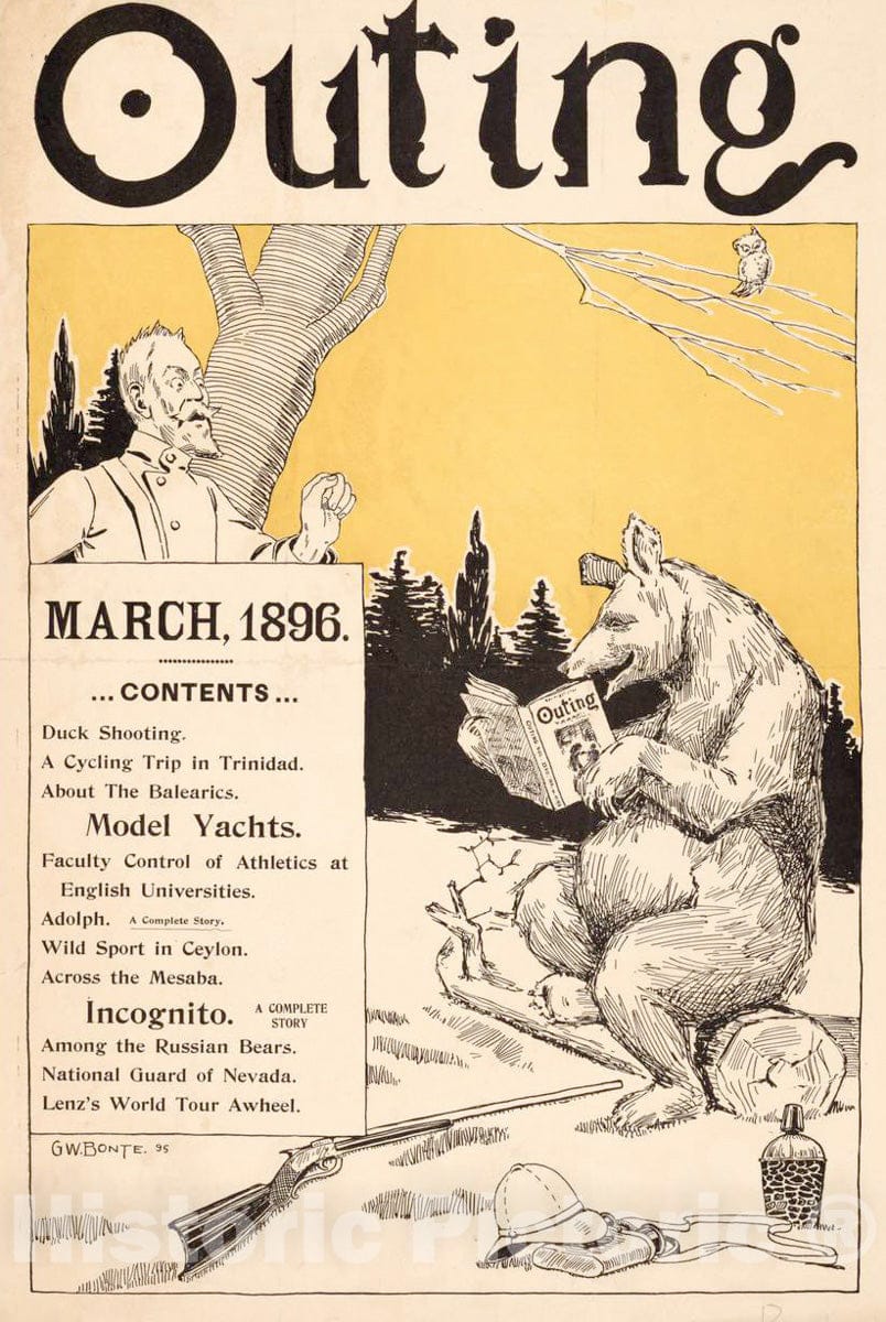 Vintage Poster -  Outing for March, 1896, Historic Wall Art