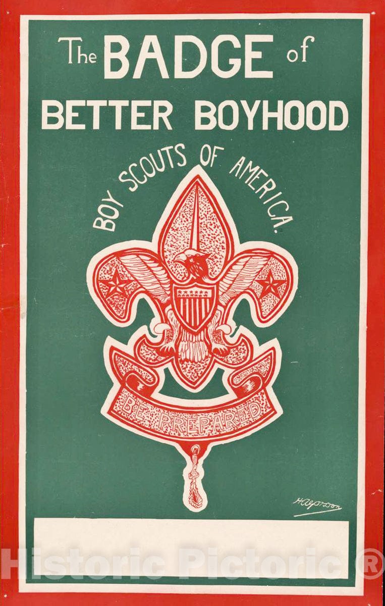 Vintage Poster -  The Badge of Better Boyhood; Boy Scouts of America, Historic Wall Art