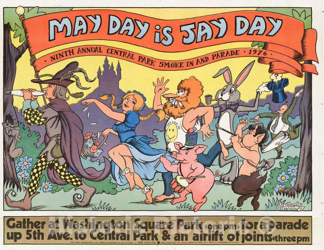 Vintage Poster -  May Day is Jay Day -  Ninth Annual Central Park Smoke in, Historic Wall Art