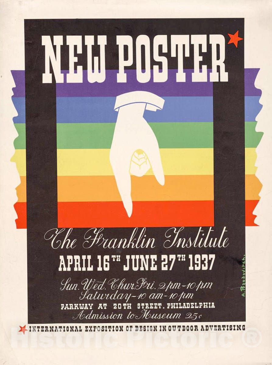 Vintage Poster - New Poster, The Franklin Institute, April 16th -  June 27th, 1937., Historic Wall Art