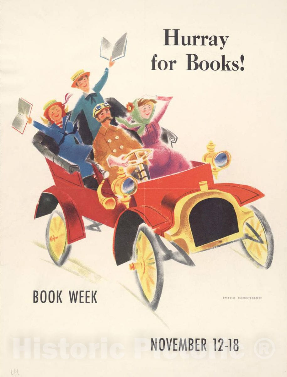 Vintage Poster -  Hurray for Books! Book Week, November 12 - 18., Historic Wall Art