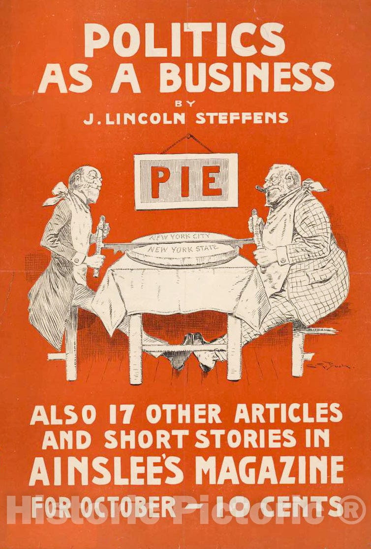 Vintage Poster -  Politics as a Business by J. Lincoln Steffens., Historic Wall Art