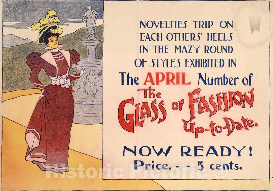 Vintage Poster -  The Glass of Fashion up - to - Date, Now Read!, Historic Wall Art