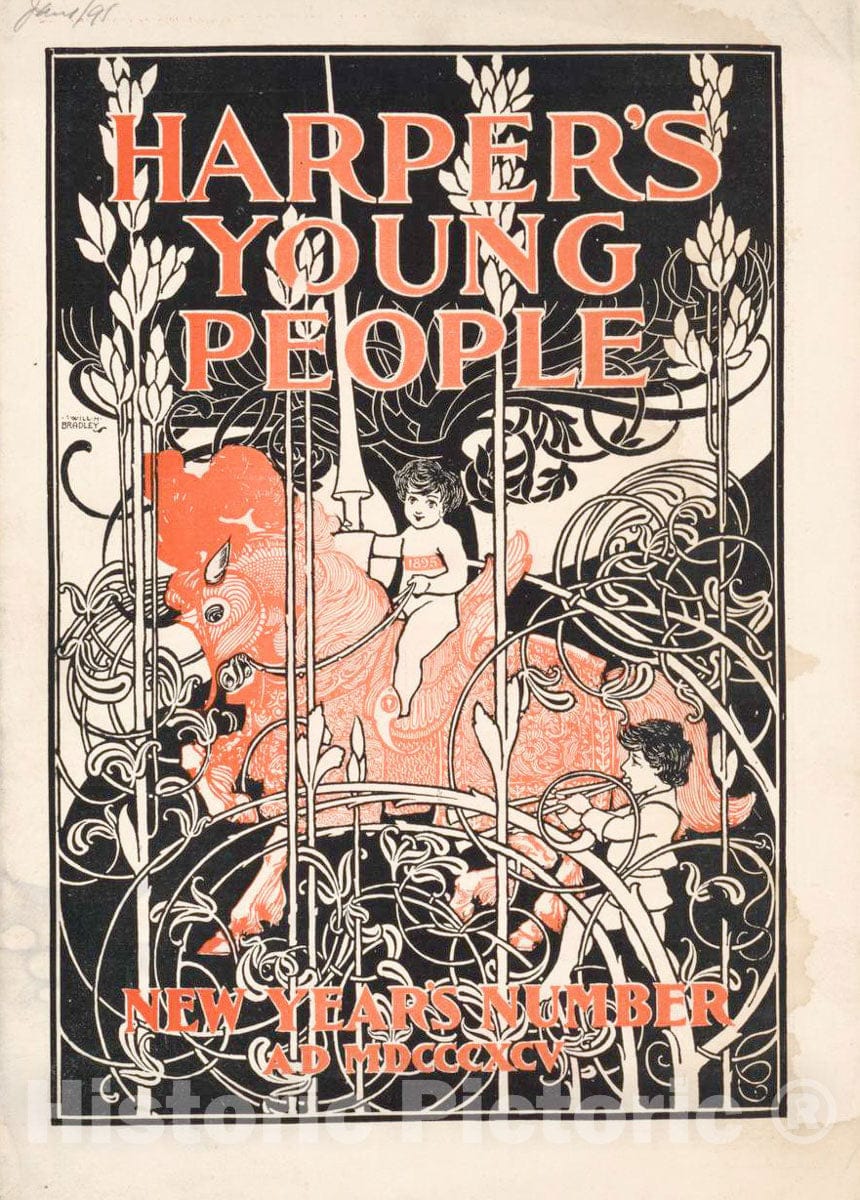 Vintage Poster -  Harper's Young People -  New Year's Number, Historic Wall Art