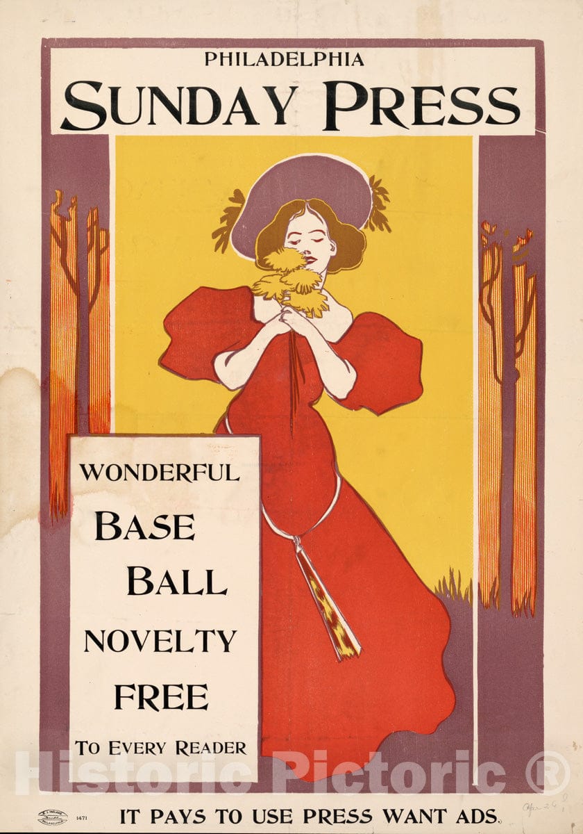 Vintage Poster -  Wonderful Baseball Novelty Free to Every Reader., Historic Wall Art