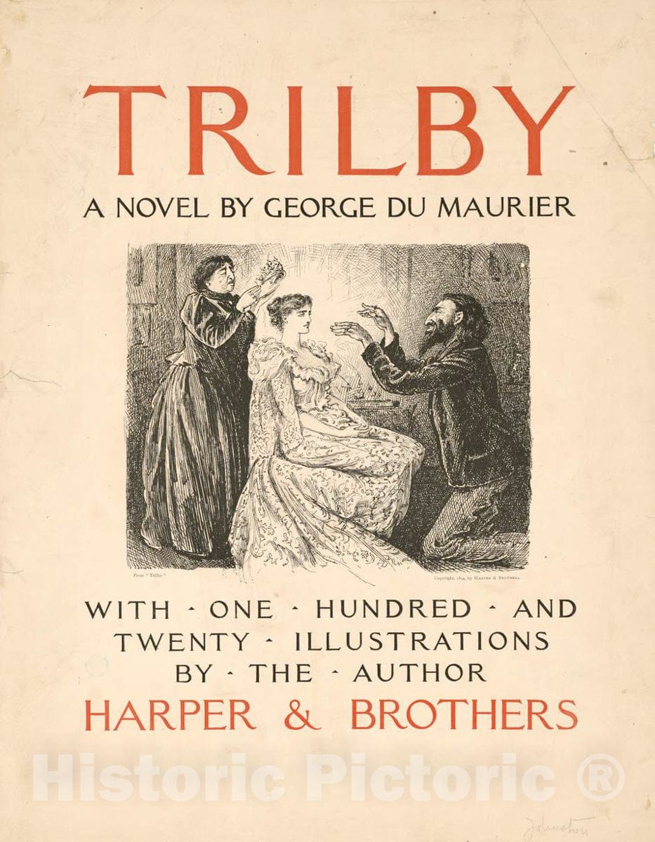 Vintage Poster -  Trilby, a Novel by George Du Maurier., Historic Wall Art