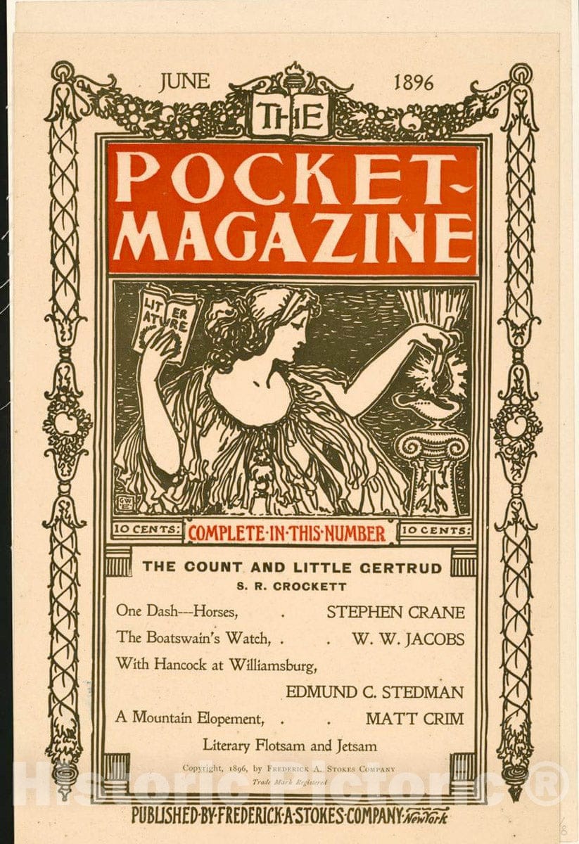 Vintage Poster -  The Pocket Magazine. May 1896. Flore, Stanley J. Weyman., Historic Wall Art