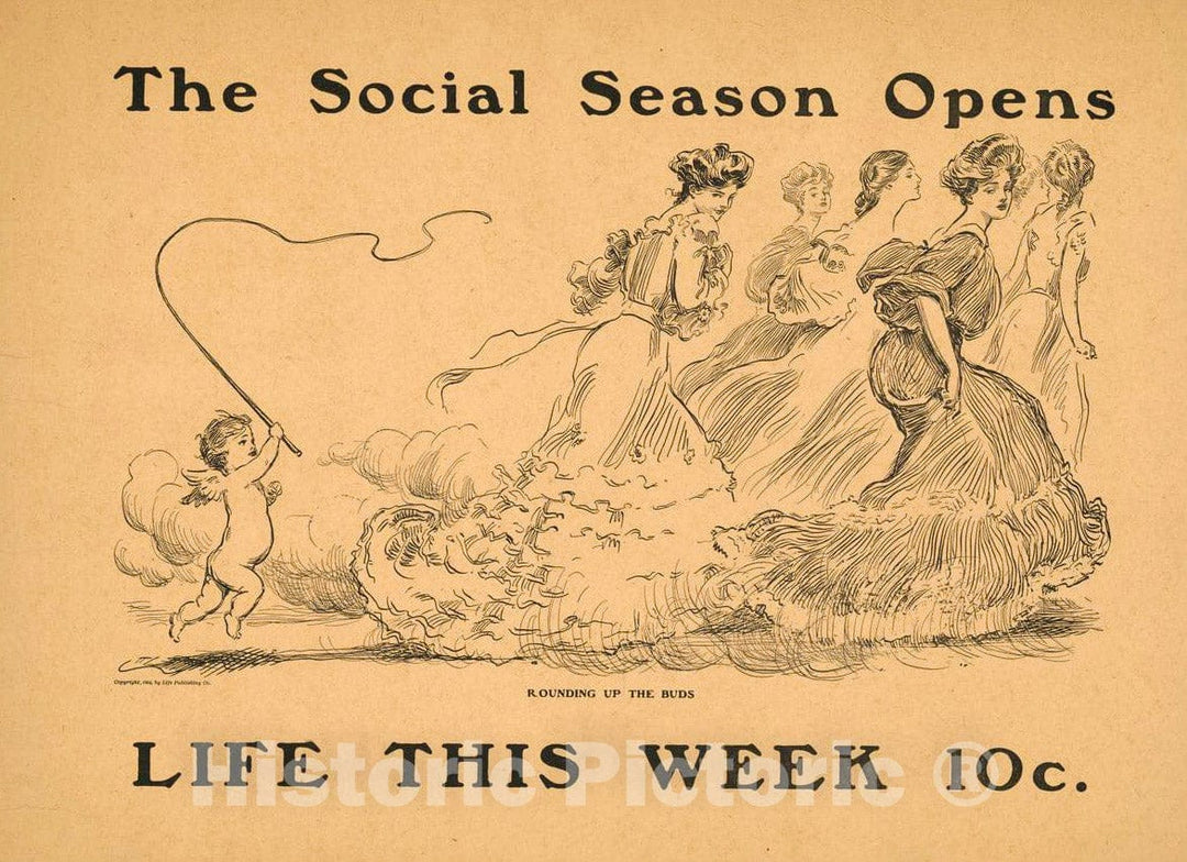 Vintage Poster -  The Social Season Opens - Life This Week 10 Cents., Historic Wall Art