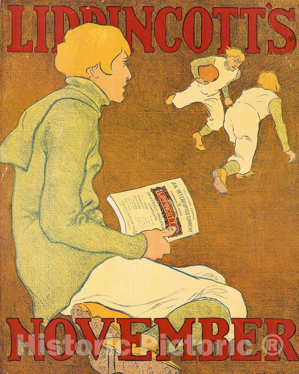 Vintage Poster -  Lippincott's November -  J.J. Gould., Historic Wall Art