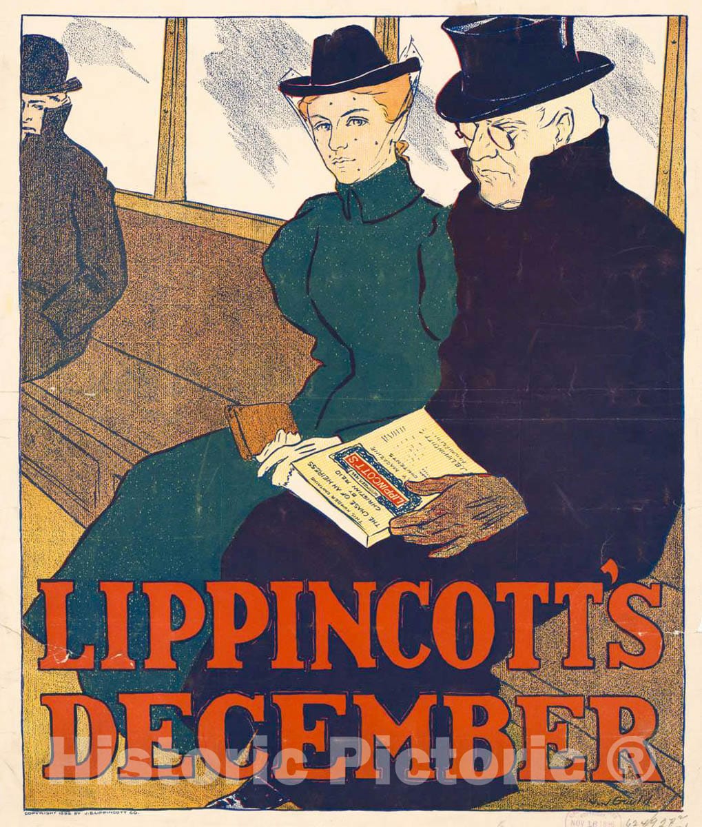 Vintage Poster -  Lippincott's December -  J.J. Gould., Historic Wall Art