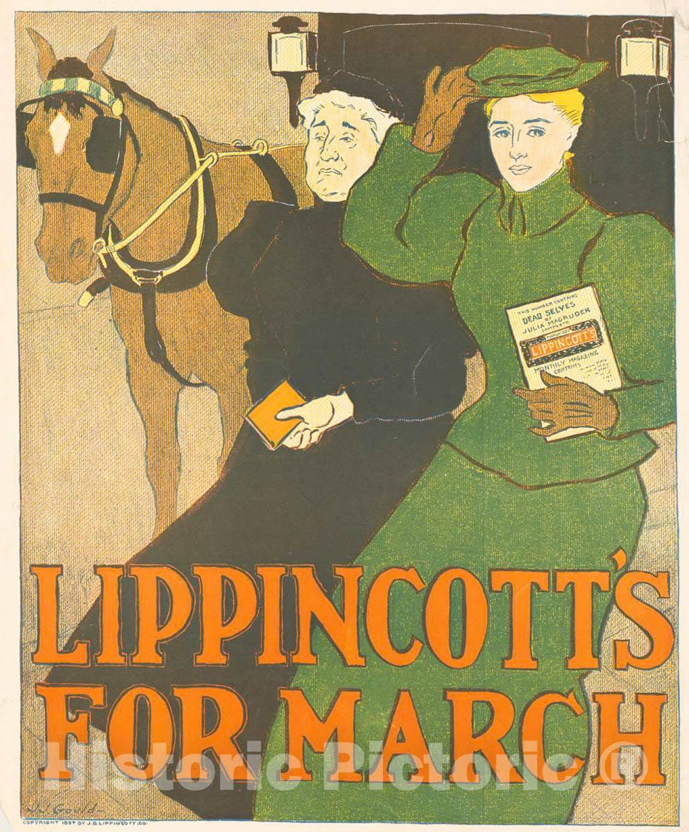 Vintage Poster -  Lippincott's for March -  J.J. Gould., Historic Wall Art