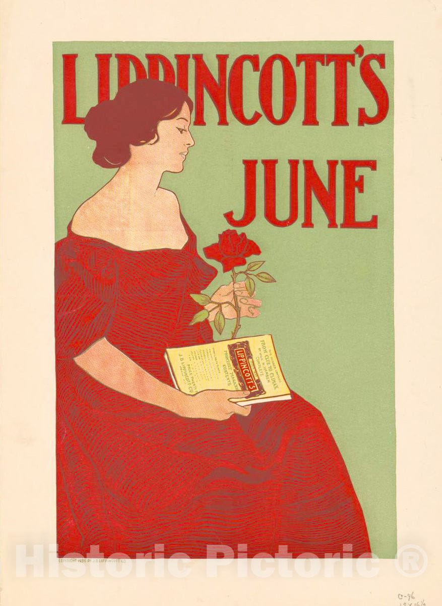 Vintage Poster -  Lippincott's June -  J.J. Gould, Jr., Historic Wall Art