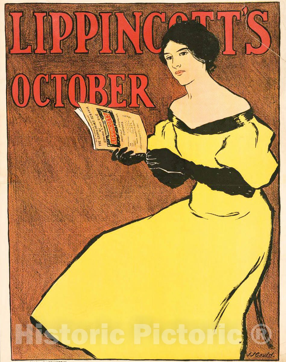 Vintage Poster -  Lippincott's October -  J.J. Gould., Historic Wall Art