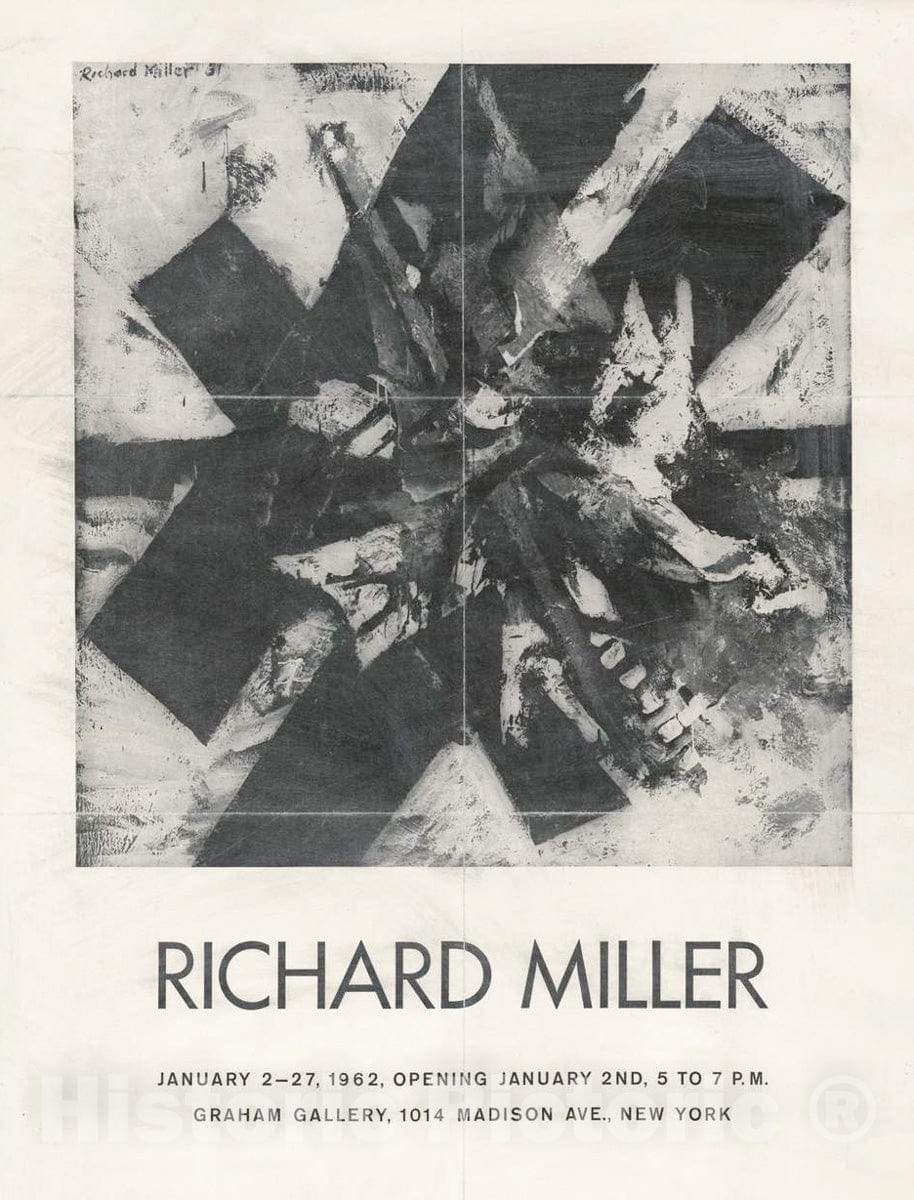 Vintage Poster -  Richard Miller, January 2 - 27, Opening January 2nd, 5 to 7 p.m. Graham Gallery, 1014 Madison Ave, New York, Historic Wall Art