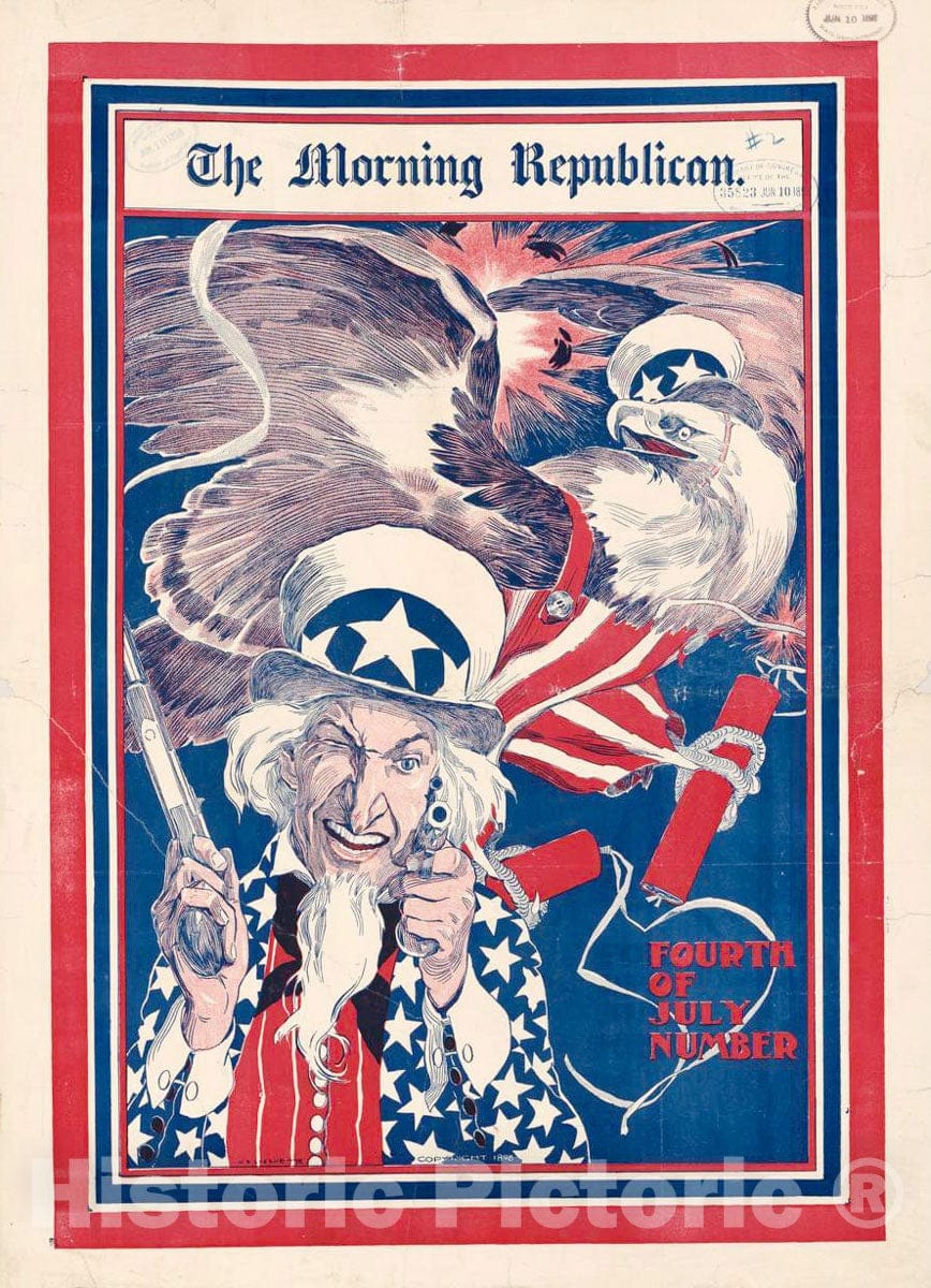 Vintage Poster -  The Morning Republican Fourth of July Number -  N.B. Greene, 98., Historic Wall Art