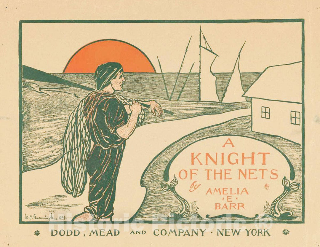 Vintage Poster -  A Knight of The nets by Amelia E. Barr -  W.C. Greenough, 1896., Historic Wall Art