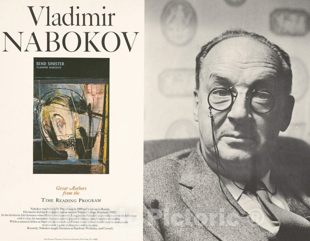 Vintage Poster - Vladimir Nabokov Great Authors from The Time Reading Program - Henry Grossman., Historic Wall Art