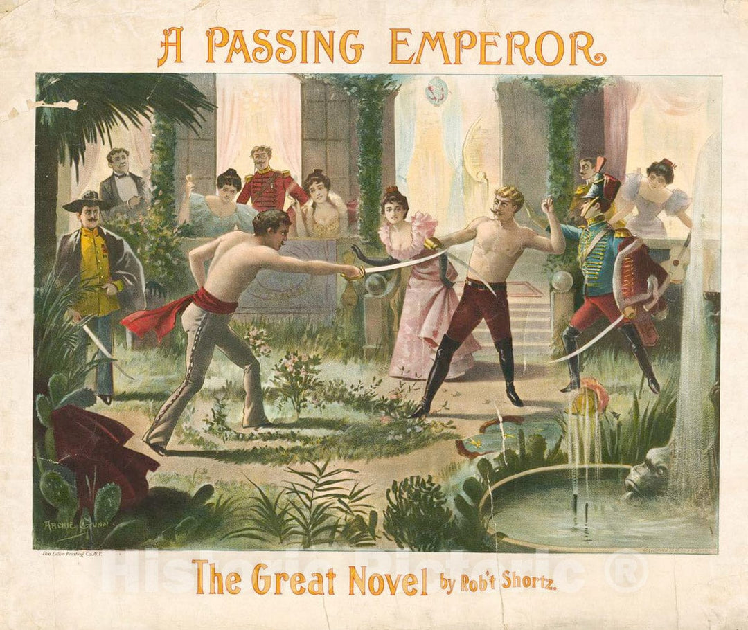 Vintage Poster -  A Passing Emperor, The Great Novel by Rob't. Shortz -  Archie Gunn. 1, Historic Wall Art