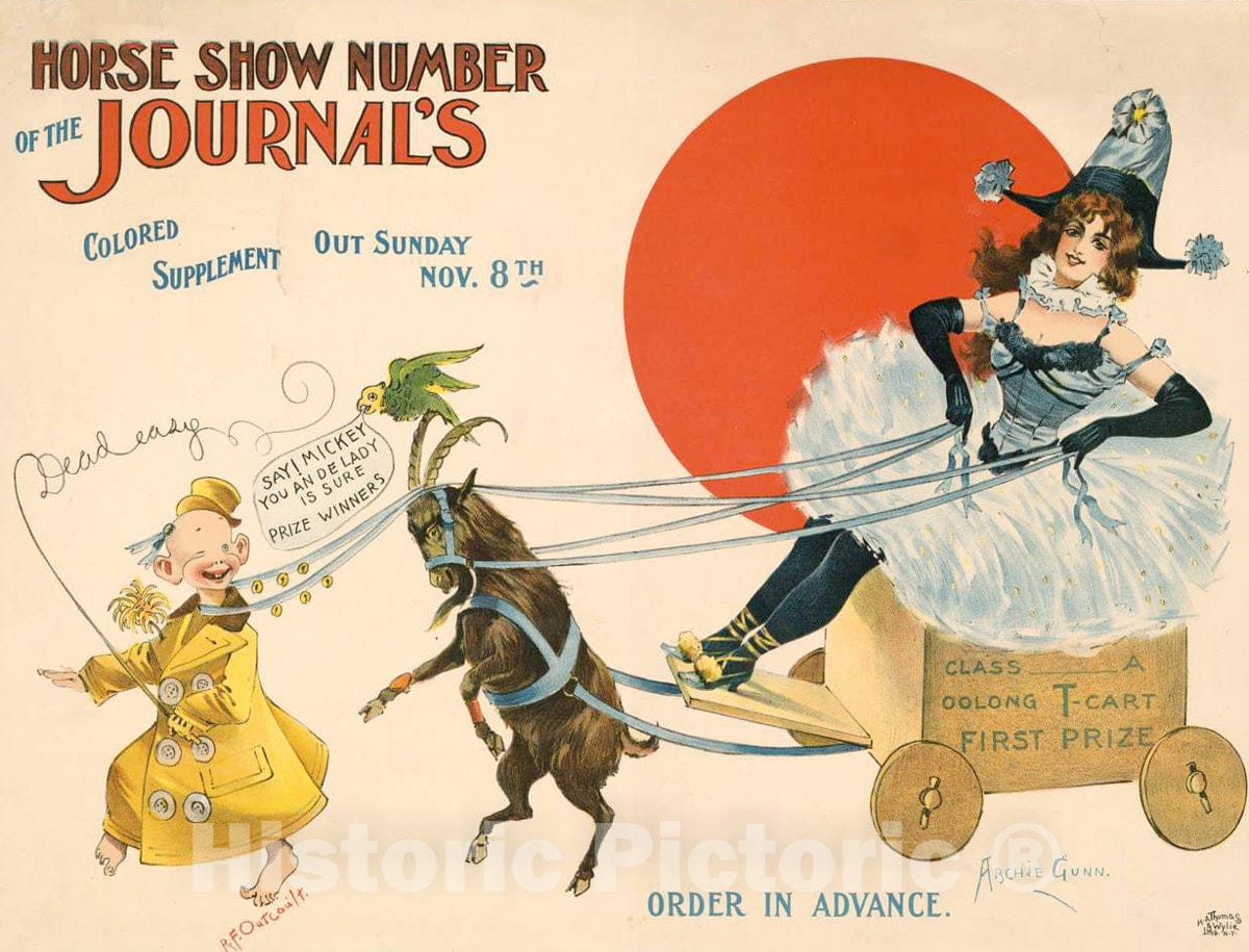 Vintage Poster -  Horse Show Number of The Journal's Colored Supplement, Out Sunday, Nov. 8th, Order in Advance -  Archie Gunn ; R.F. Outcault., Historic Wall Art