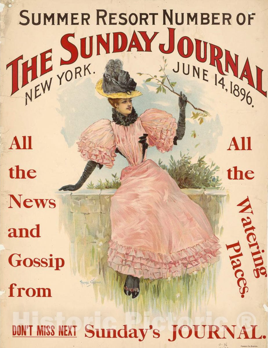 Vintage Poster -  Summer Resort Number of The Sunday Journal, New York, June 14, 1896 -  Archie Gunn., Historic Wall Art