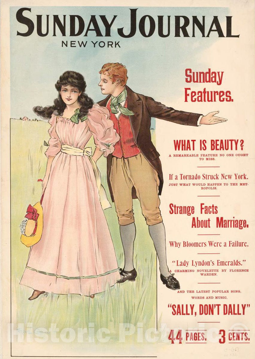 Vintage Poster -  Sunday Journal, New York. Sunday Features -  Archie Gunn., Historic Wall Art