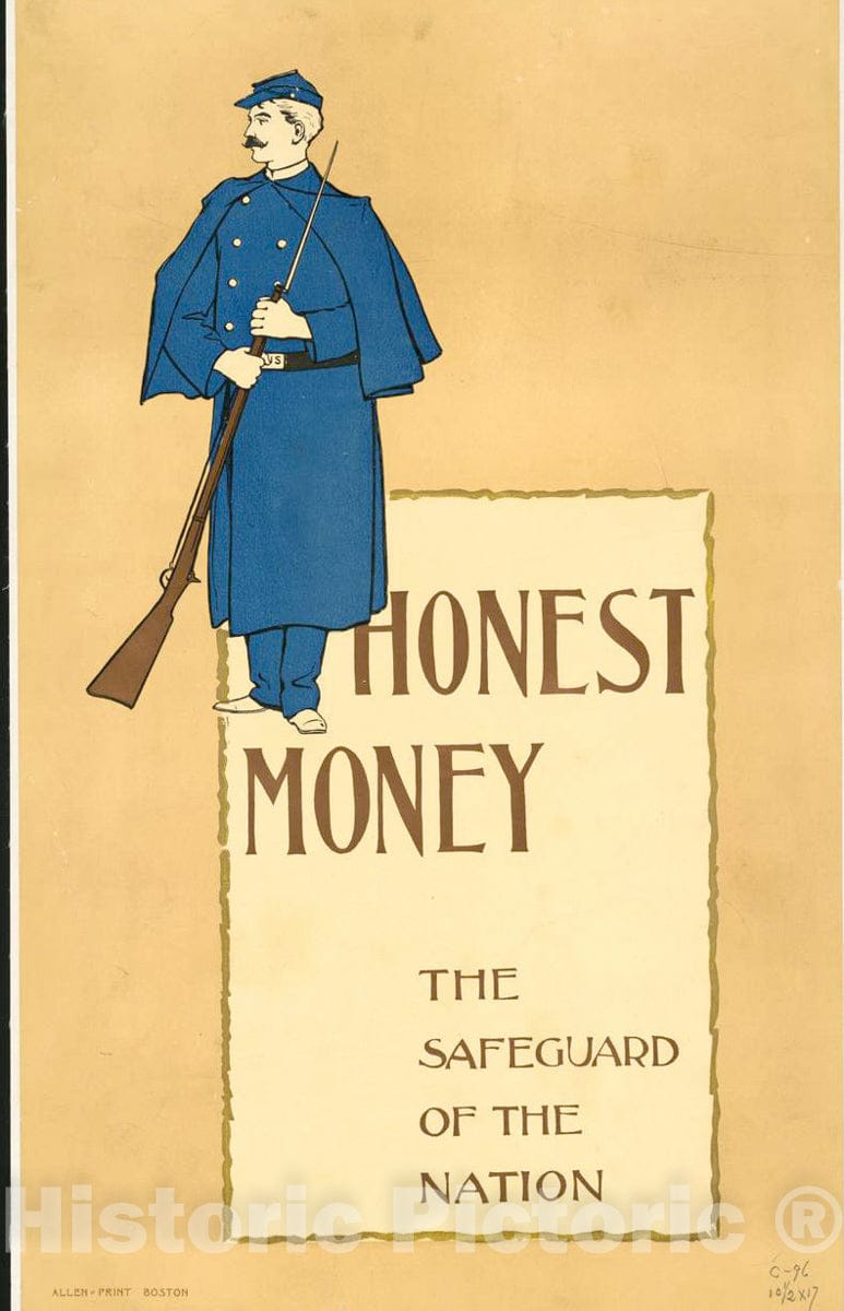 Vintage Poster -  Honest Money, The safegaurd of The Nation, Historic Wall Art