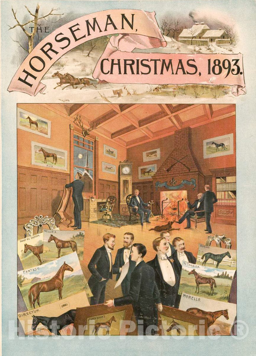 Vintage Poster -  The Horseman, Christmas, 1893, Historic Wall Art