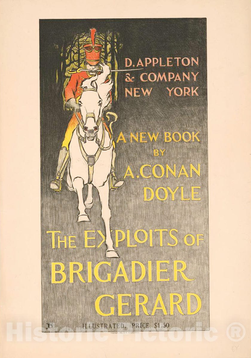 Vintage Poster -  The exploits of Brigadier Gerard, a New Book by A. Conan Doyle -  H., Historic Wall Art