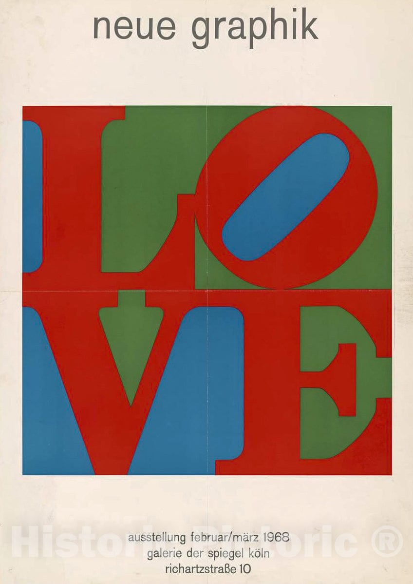 Vintage Poster -  Love. Neue graphik, Ausstellung Februar MÃ¤rz 1968. KÃ¶ln, galerie der Spiegel., Historic Wall Art