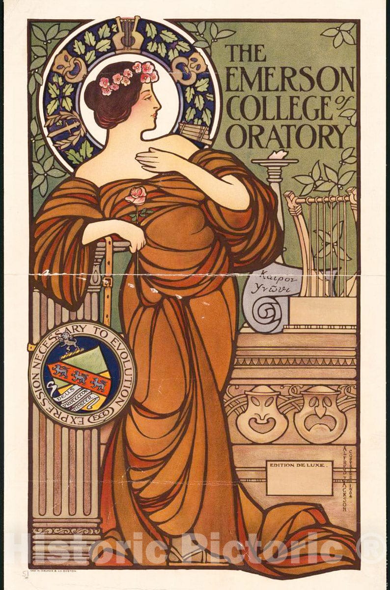 Vintage Poster -  The Emerson College of Oratory., Historic Wall Art