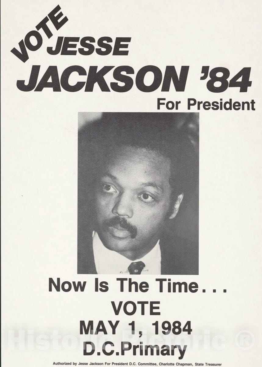 Vintage Poster -  Vote Jesse Jackson '84 for President., Historic Wall Art