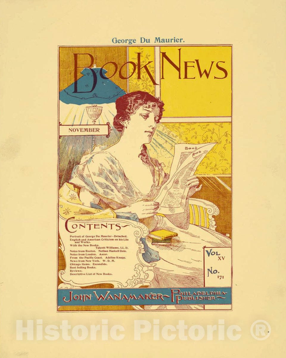 Vintage Poster -  Book News (November) Vol. XV No. 171., Historic Wall Art