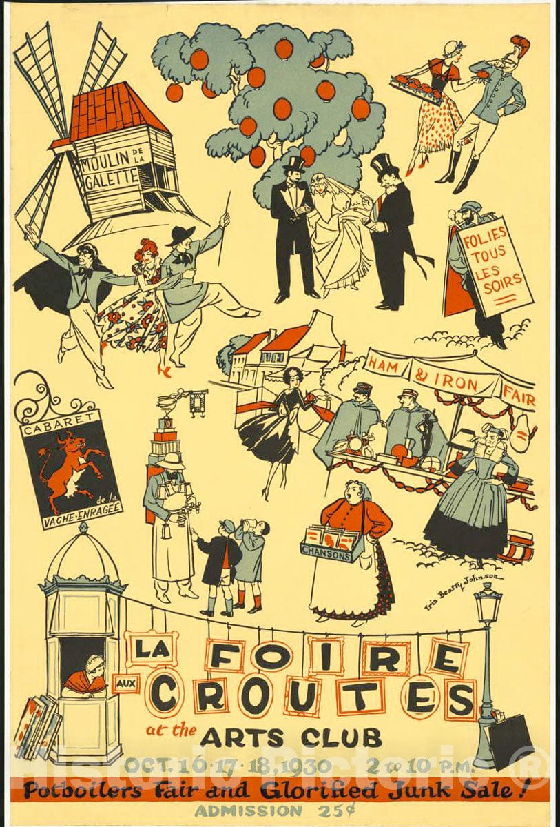 Vintage Poster -  La Foire aux Croutes at The Arts Club. Oct. 16.17.18, 1930 2 to 10 p.m. 1, Historic Wall Art