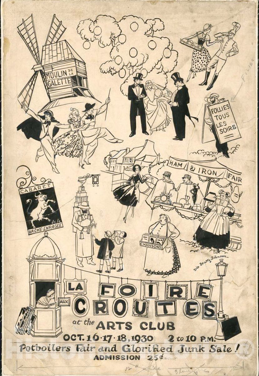 Vintage Poster -  La Foire aux Croutes at The Arts Club. Oct. 16.17.18, 1930 2 to 10 p.m. 3, Historic Wall Art