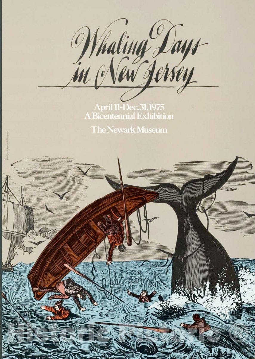 Vintage Poster -  Whaling Days in New Jersey. April 11 -  Dec. 31, 1975, A Bicentennial Exhibition., Historic Wall Art