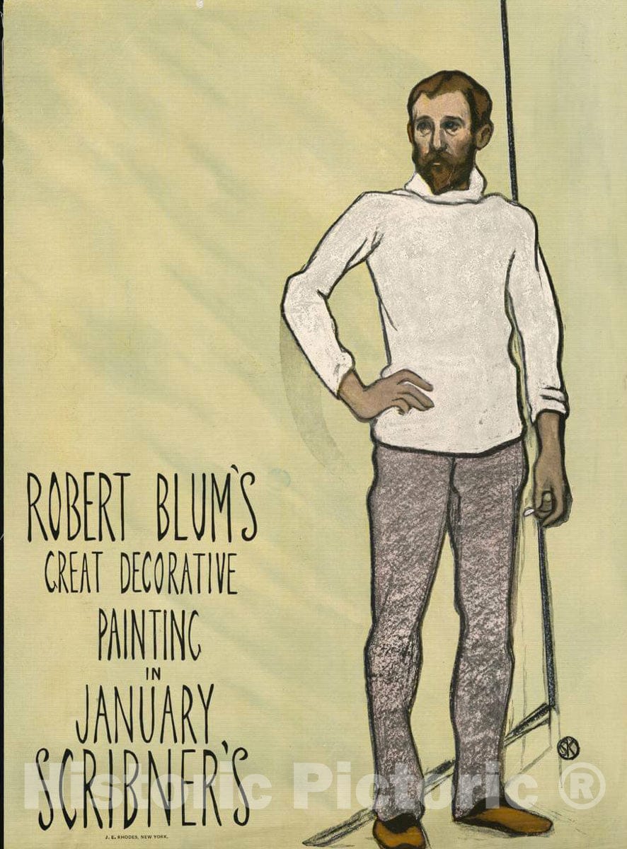 Vintage Poster -  Robert Blum's Great Decorative Painting in January Scribner's., Historic Wall Art