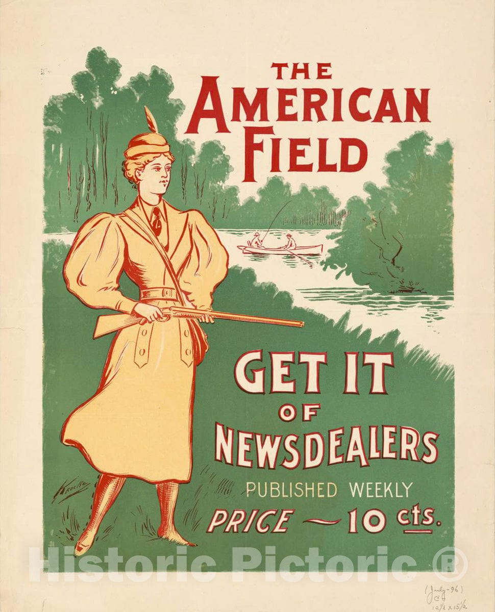 Vintage Poster -  The American Field, get it of newsdealers published Weekly Price -  10 Cents. July 1896., Historic Wall Art