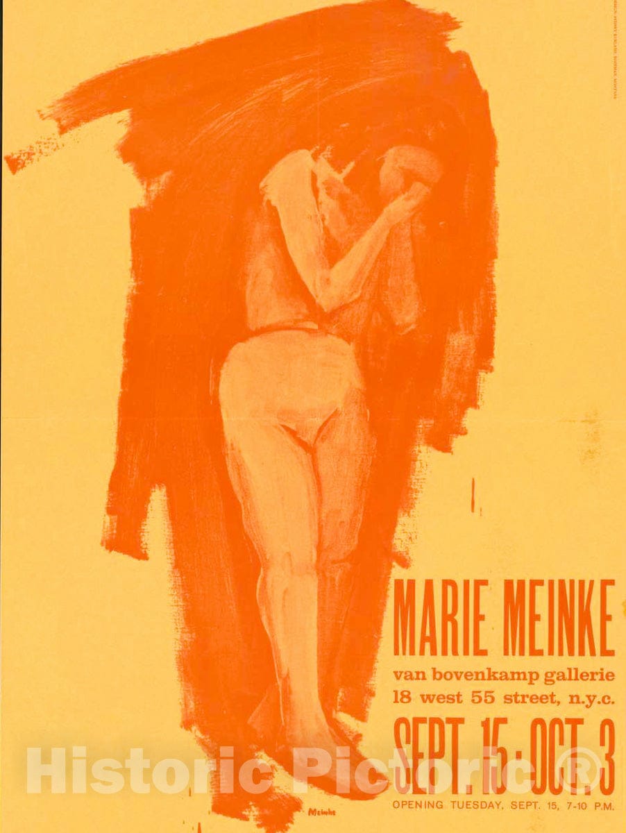 Vintage Poster -  Marie Meinke, Sept. 15 -  Oct. 3. Opening Tuesday, Sept. 15, 7 - 10 p.m., Historic Wall Art