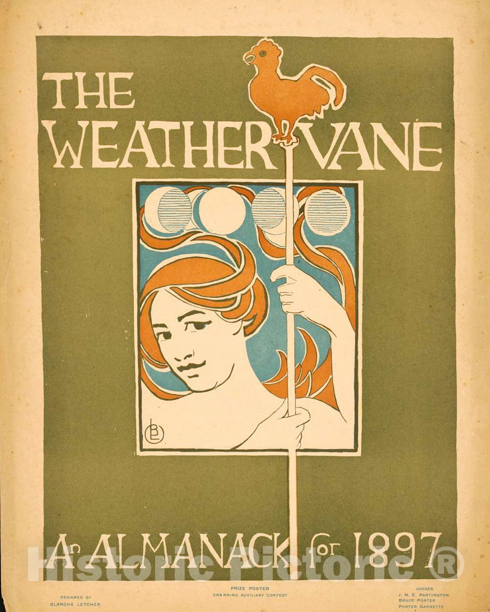 Vintage Poster -  The weathervane, an almanack for 1897., Historic Wall Art