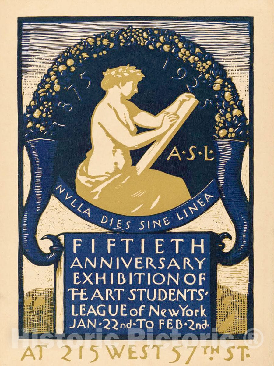 Vintage Poster -  Fiftieth Anniversary Exhibition of The Art Students' League of New York., Historic Wall Art