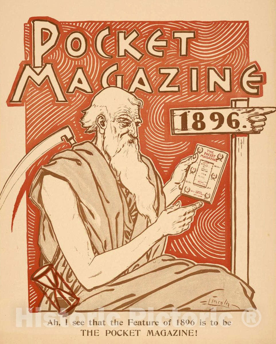 Vintage Poster -  Pocket Magazine 1896. Ah, I See That The Feature of 1896 is to be The Pocket Magazine 1, Historic Wall Art