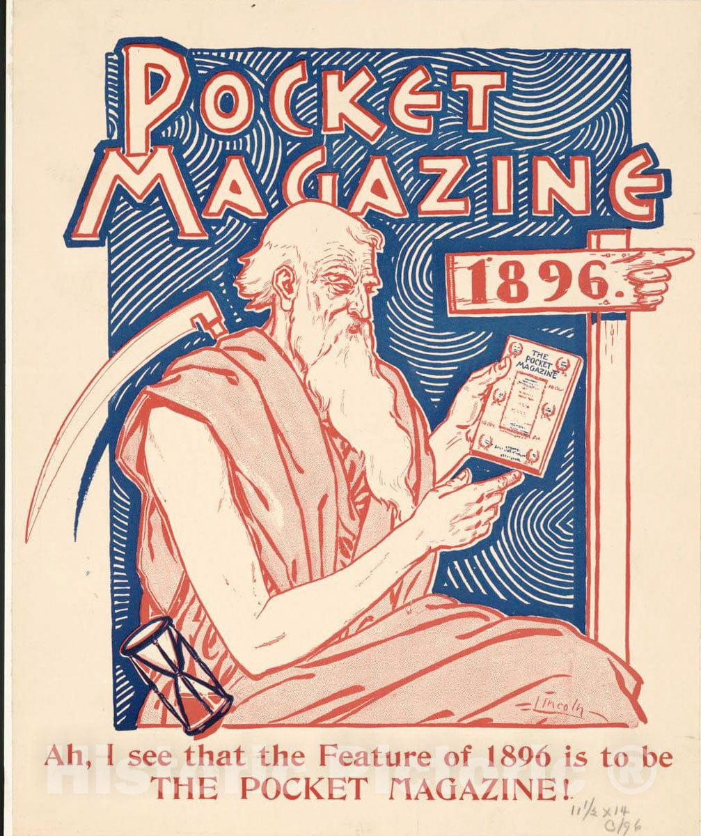 Vintage Poster -  Pocket Magazine 1896. Ah, I See That The Feature of 1896 is to be The Pocket Magazine 2, Historic Wall Art