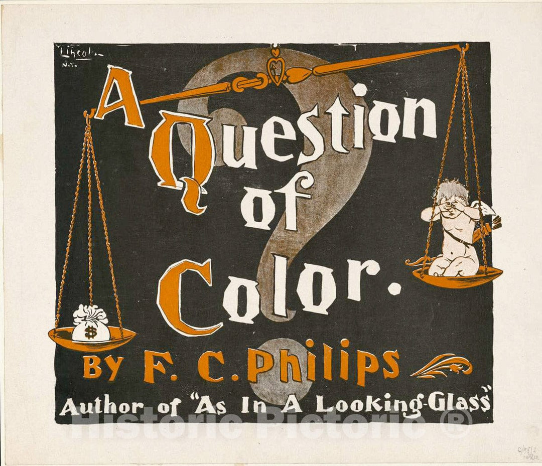 Vintage Poster -  A question of Color by F.C. Philips Author of As in a Looking Glass, Historic Wall Art