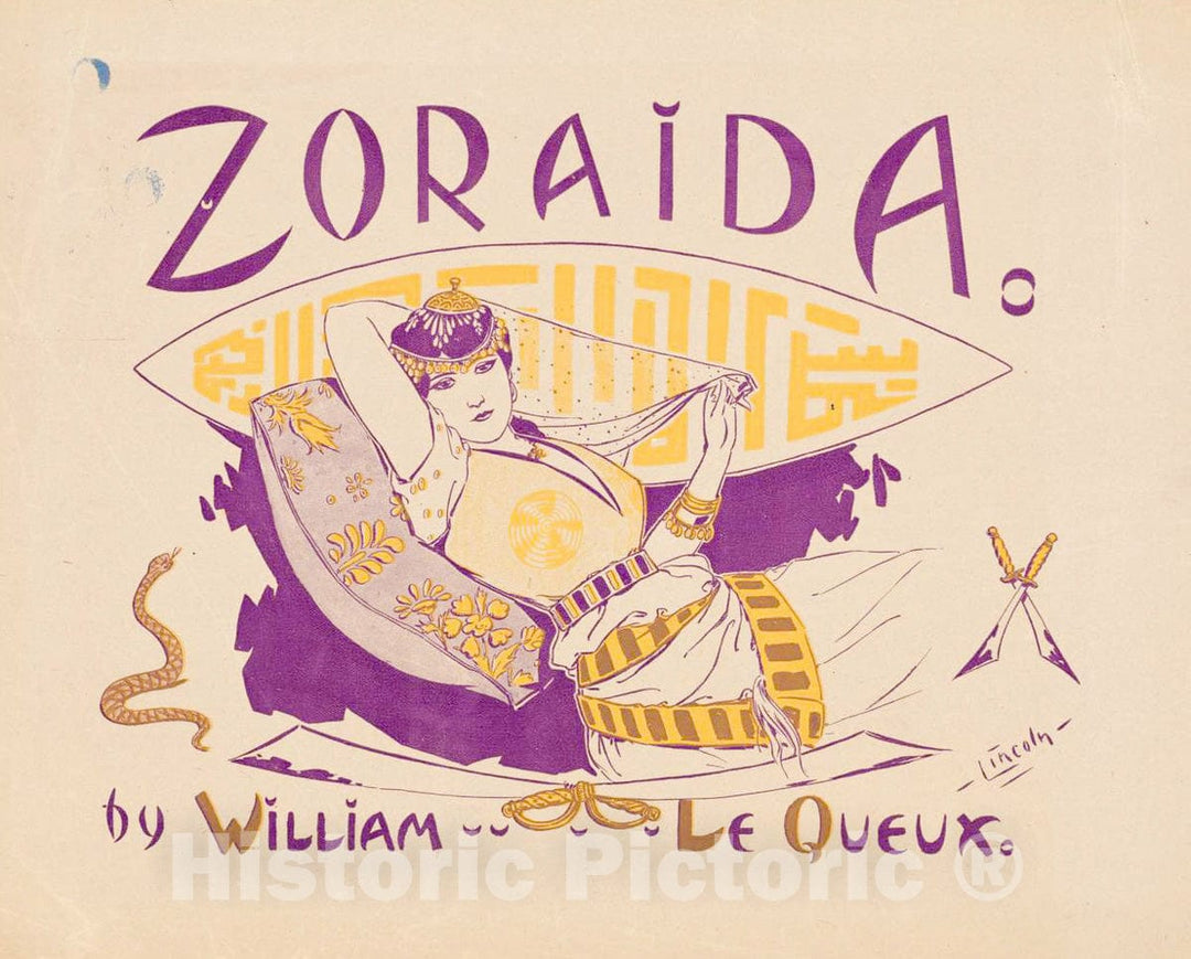 Vintage Poster -  Zoraida by William Le Queux, Historic Wall Art