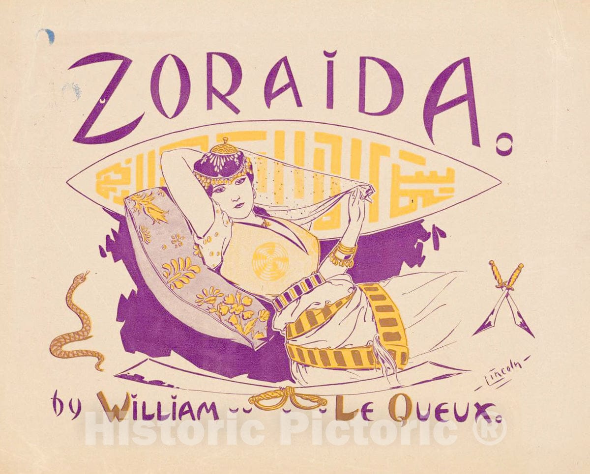 Vintage Poster -  Zoraida by William Le Queux, Historic Wall Art